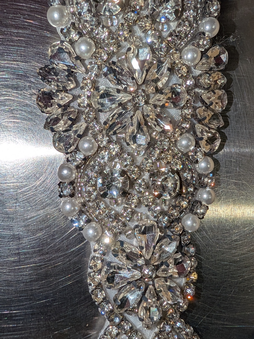 Rhinestone Crystal & Pearl - Bridal Waist Sash Belt Or Headband